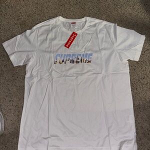 Supreme White Short Sleeve Tee Cotton Crew Neck